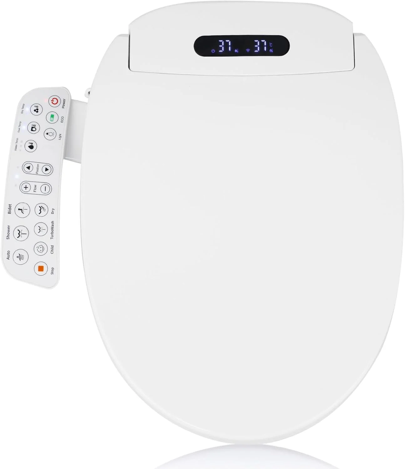 نشیمنگاه توالت فرنگی بیده EasyVibe مدل Elongated - بیده توالت با خشک کن و آب گرم، شستشوی با دمای کنترل شده، پنل لمسی هوشمند، چراغ شب، درب آرام بند