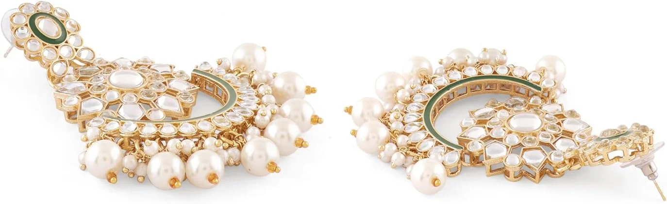 زیوری پرلز ست گردنبند چوکر، گوشواره و مانگ تیکا زنانه مدل میناکاری سبز، کندن و مروارید - ZPFK17355 زیوری پرلز ست گردنبند چوکر، گوشواره و مانگ تیکا زنانه مدل میناکاری سبز، کندن و مروارید - ZPFK17355