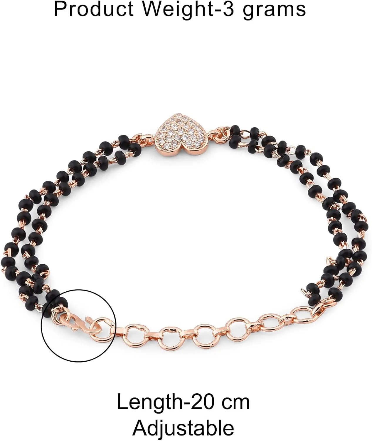 دستبند منگل سوترا زنانه طرح قلب با روکش رزگلد و نگین های زیرکونیا - ZPFK12637 از Zaveri Pearls دستبند منگل سوترا زنانه طرح قلب با روکش رزگلد و نگین های زیرکونیا - ZPFK12637 از Zaveri Pearls