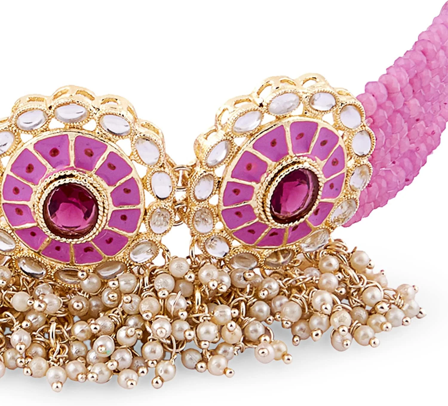 زیوری پرلز، ست گردنبند چوکر منجوق دار بنفش میناکاری شده چند رشته ای، گوشواره و انگشتر زنانه - ZPFK14815 زیوری پرلز، ست گردنبند چوکر منجوق دار بنفش میناکاری شده چند رشته ای، گوشواره و انگشتر زنانه - ZPFK14815