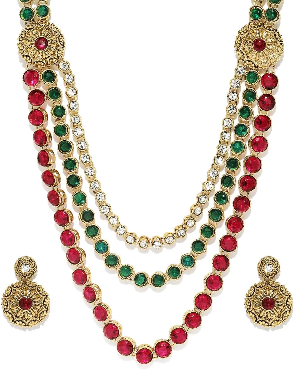 ست گردنبند بلند چند لایه طلایی عتیقه ZAVERI PEARLS مدل ZPFK9325 مخصوص بانوان ست گردنبند بلند چند لایه طلایی عتیقه ZAVERI PEARLS مدل ZPFK9325 مخصوص بانوان