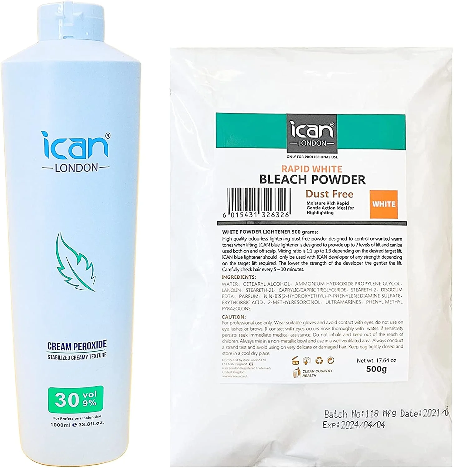 مجموعه ترکیبی اکسیدان کرمی حرفه ای آیکن لندن 30 حجمی 9% 1000 میلی لیتر + پودر دکلره سفید 500 گرم مجموعه ترکیبی اکسیدان کرمی حرفه ای آیکن لندن 30 حجمی 9% 1000 میلی لیتر + پودر دکلره سفید 500 گرم