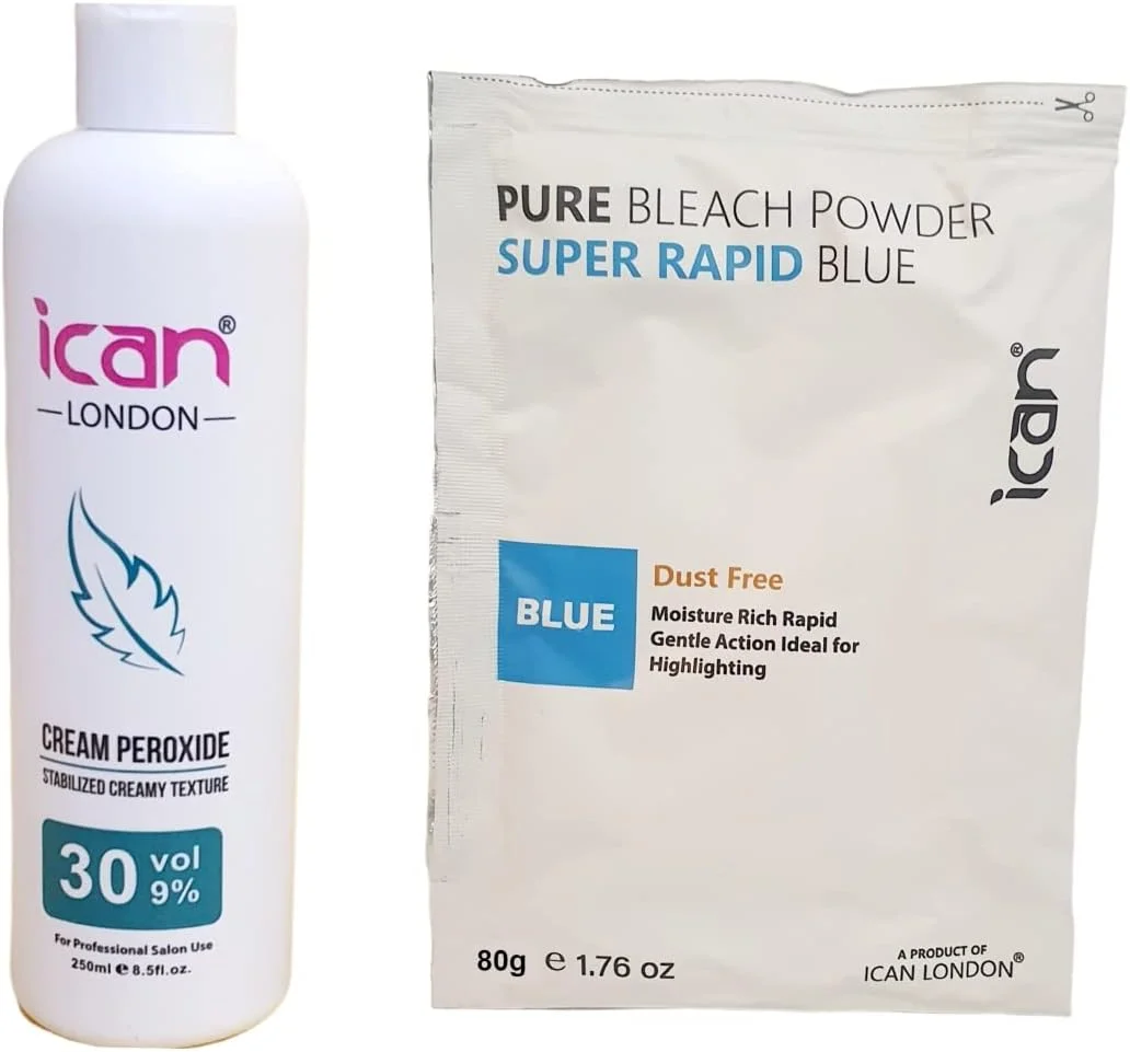 کرم اکسیدان حرفه ای آیکن لندن 30 حجمی، 250 میلی لیتر، به همراه پودر دکلره آبی سریع، 100 گرم کرم اکسیدان حرفه ای آیکن لندن 30 حجمی، 250 میلی لیتر، به همراه پودر دکلره آبی سریع، 100 گرم