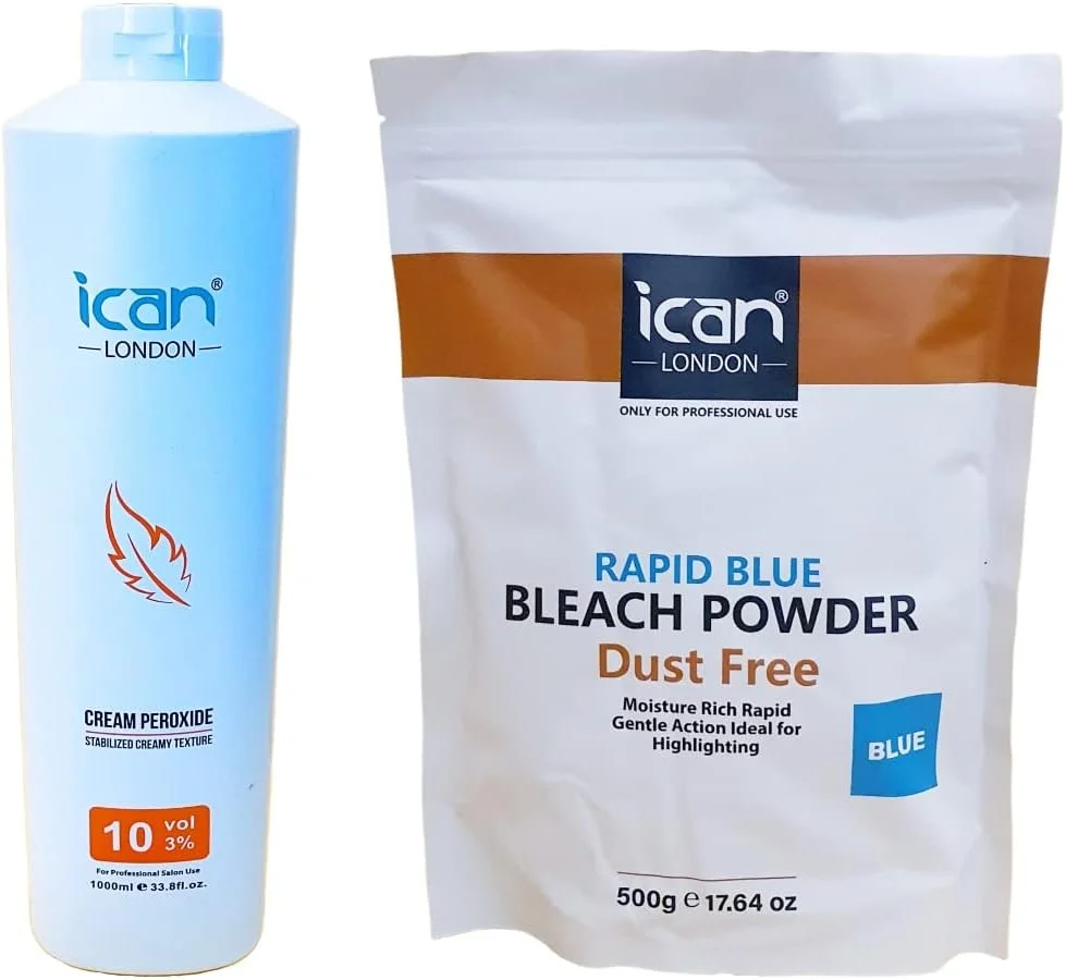 مجموعه ترکیبی اکسیدان کرمی حرفه ای 10 حجمی 3% یک لیتری ICAN LONDON + پودر دکلره آبی سریع 500 گرمی ICAN LONDON با قابلیت بازبست مجموعه ترکیبی اکسیدان کرمی حرفه ای 10 حجمی 3% یک لیتری ICAN LONDON + پودر دکلره آبی سریع 500 گرمی ICAN LONDON با قابلیت بازبست