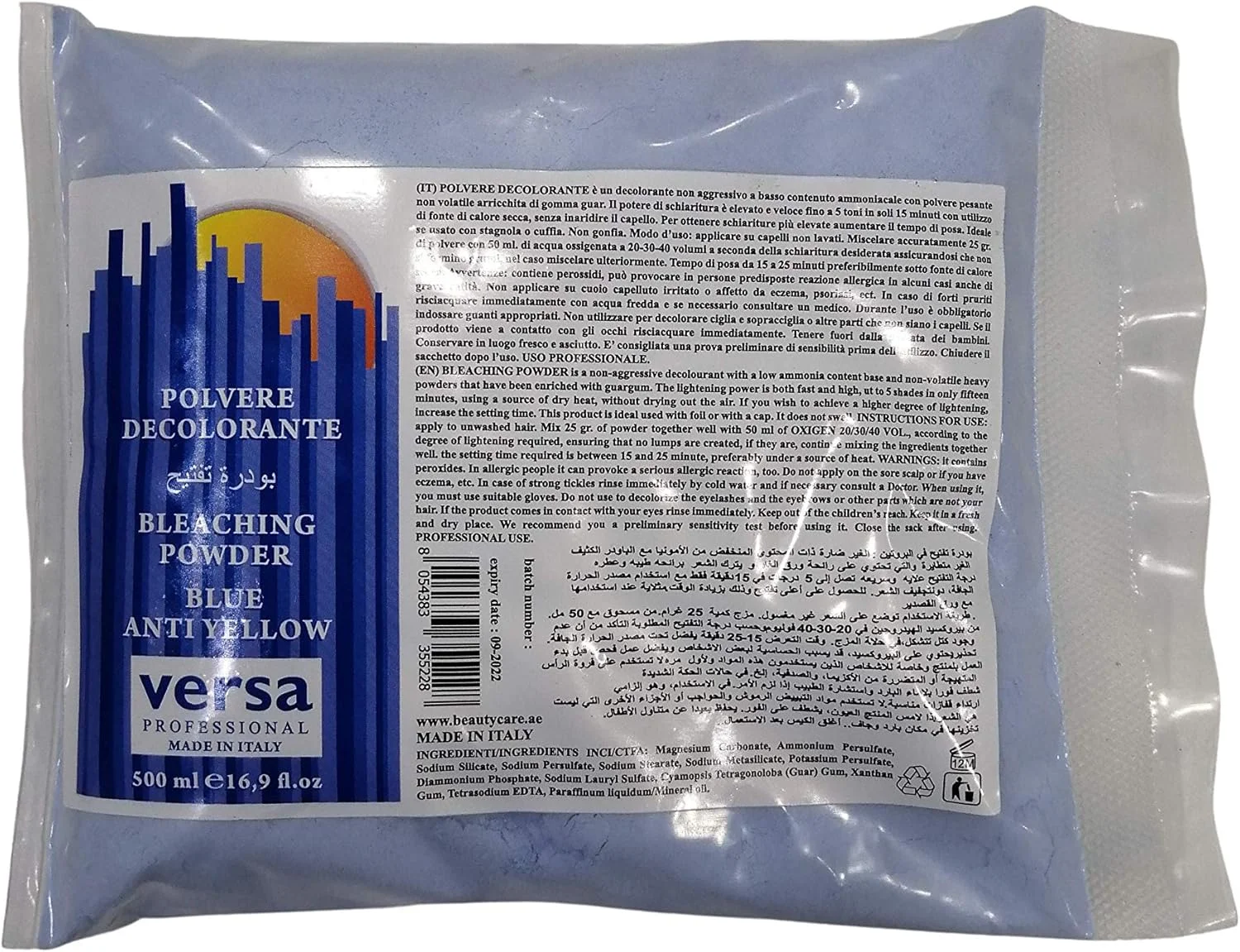 پودر دکلره آبی ورسا پروفشنال 500 گرمی روشن کننده مو ساخت ایتالیا پودر دکلره آبی ورسا پروفشنال 500 گرمی روشن کننده مو ساخت ایتالیا