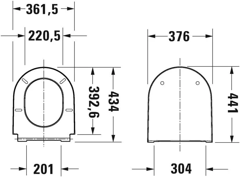 توالت فرنگی زمینی بدون لبه دوراویت، 58 سانتی متر (عمق) - سفید براق