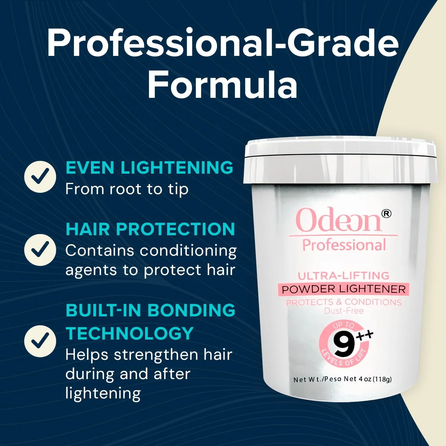 پودر دکلره فوق العاده قوی اودئون پروفشنال، روشن کننده مو تا 9+ درجه برای بالیاژ، لایت و دکلره کامل، 113 گرم پودر دکلره فوق العاده قوی اودئون پروفشنال، روشن کننده مو تا 9+ درجه برای بالیاژ، لایت و دکلره کامل، 113 گرم