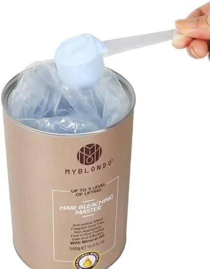 پودر دکلره مو مای بلوندو، 500 گرم، روشن کننده تا 9 درجه، اثر ضد زردی، روغن معدنی، بدون گرد و غبار