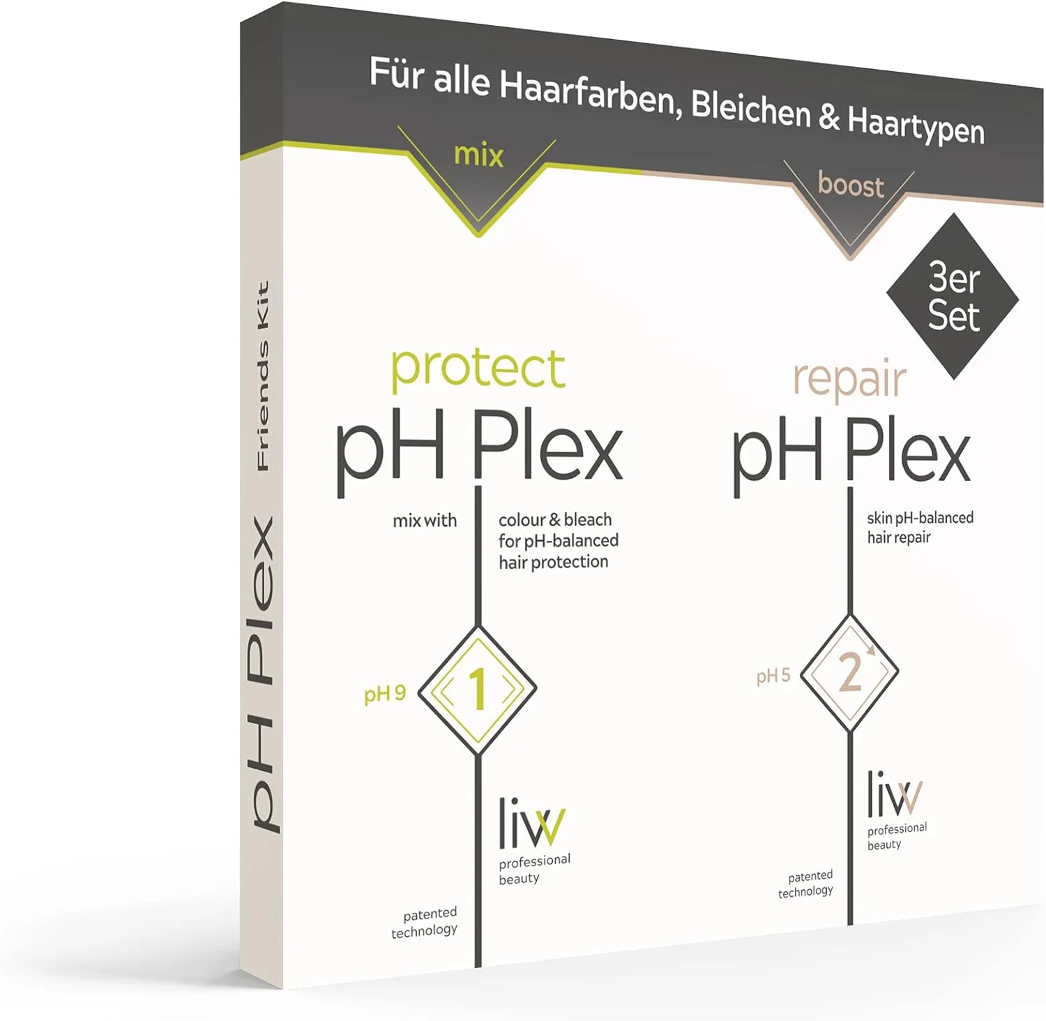 کیت محافظت و ترمیم مو LIW Ph Plex 1 و 2 - محافظت از مو در طول رنگ کردن/دکلره کردن - موهای آسیب دیده - مناسب برای انواع مو کیت محافظت و ترمیم مو LIW Ph Plex 1 و 2 - محافظت از مو در طول رنگ کردن/دکلره کردن - موهای آسیب دیده - مناسب برای انواع مو