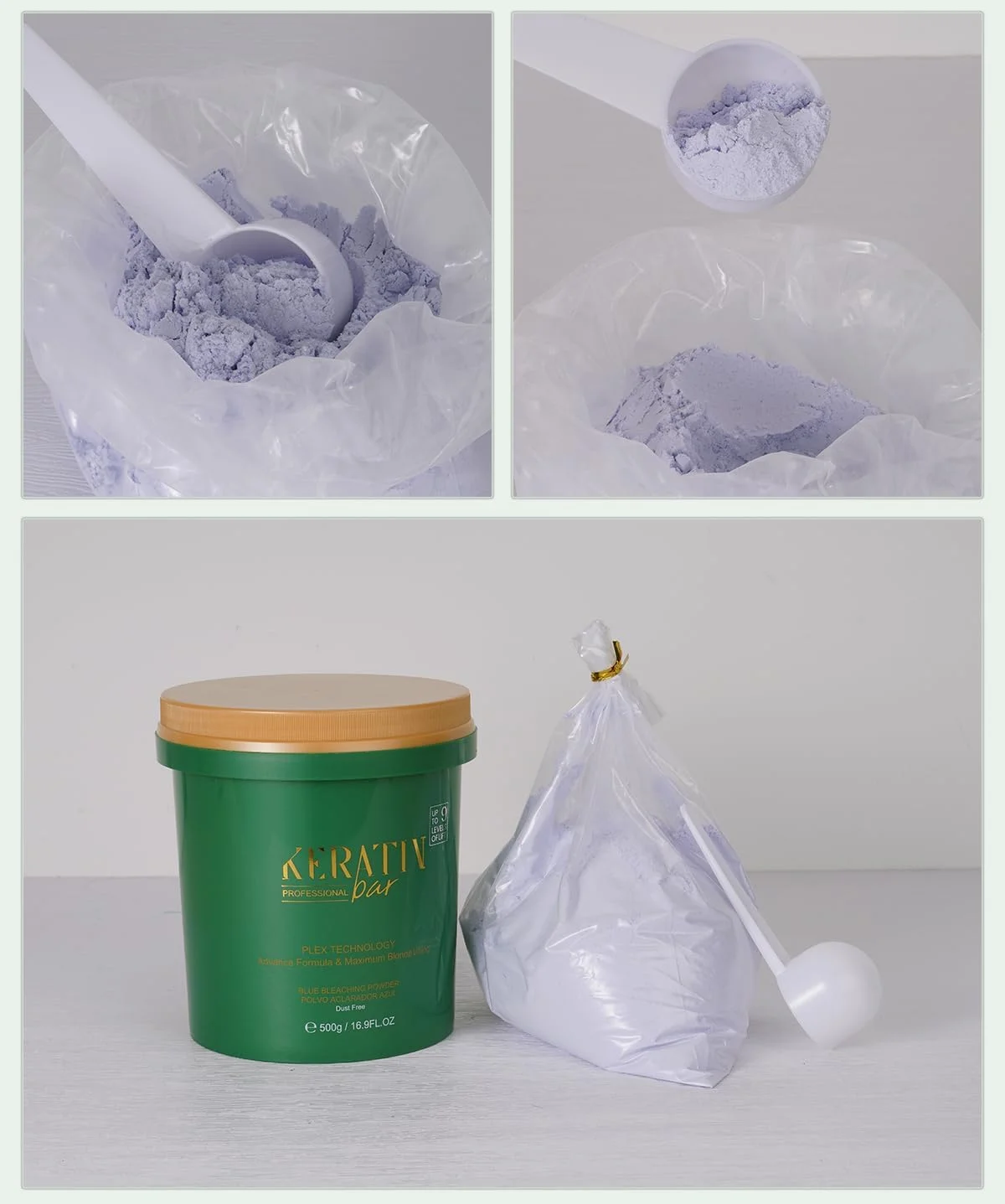 پودر دکلره آبی کراتین بار حرفه ای - فناوری پلکس - روشن کننده تا 9 درجه - حداکثر قدرت روشن کنندگی، مناسب هایلایت مو، انواع مو و موهای هایلایت شده - بدون گرد و غبار - 480 گرم پودر دکلره آبی کراتین بار حرفه ای - فناوری پلکس - روشن کننده تا 9 درجه - حداکثر قدرت روشن کنندگی، مناسب هایلایت مو، انواع مو و موهای هایلایت شده - بدون گرد و غبار - 480 گرم