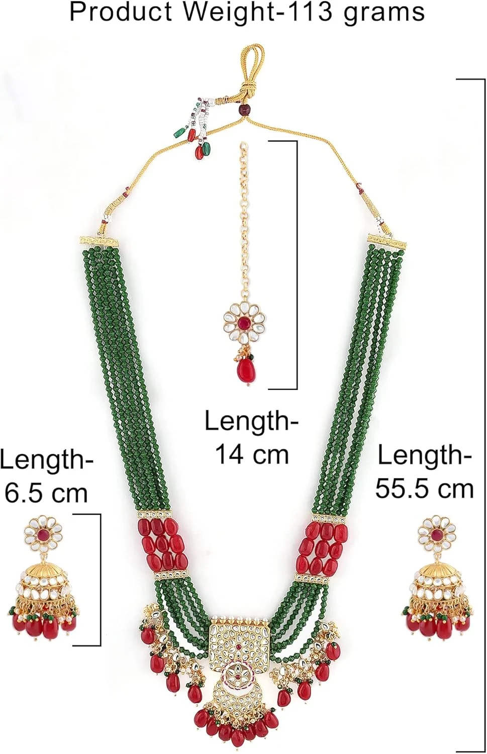زیوری پرلز ست گردنبند چند رشته ای سبز مارون، گوشواره، مانگ تیکا و انگشتر زنانه - ZPFK11455 زیوری پرلز ست گردنبند چند رشته ای سبز مارون، گوشواره، مانگ تیکا و انگشتر زنانه - ZPFK11455