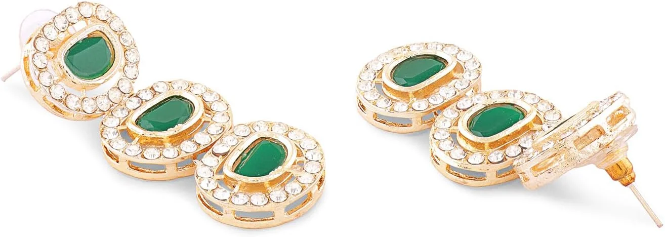 ZAVERI PEARLS گردنبند چوکر نگین دار سبز و الماس اتریشی درخشان به همراه گوشواره زنانه - ZPFK17343 ZAVERI PEARLS گردنبند چوکر نگین دار سبز و الماس اتریشی درخشان به همراه گوشواره زنانه - ZPFK17343