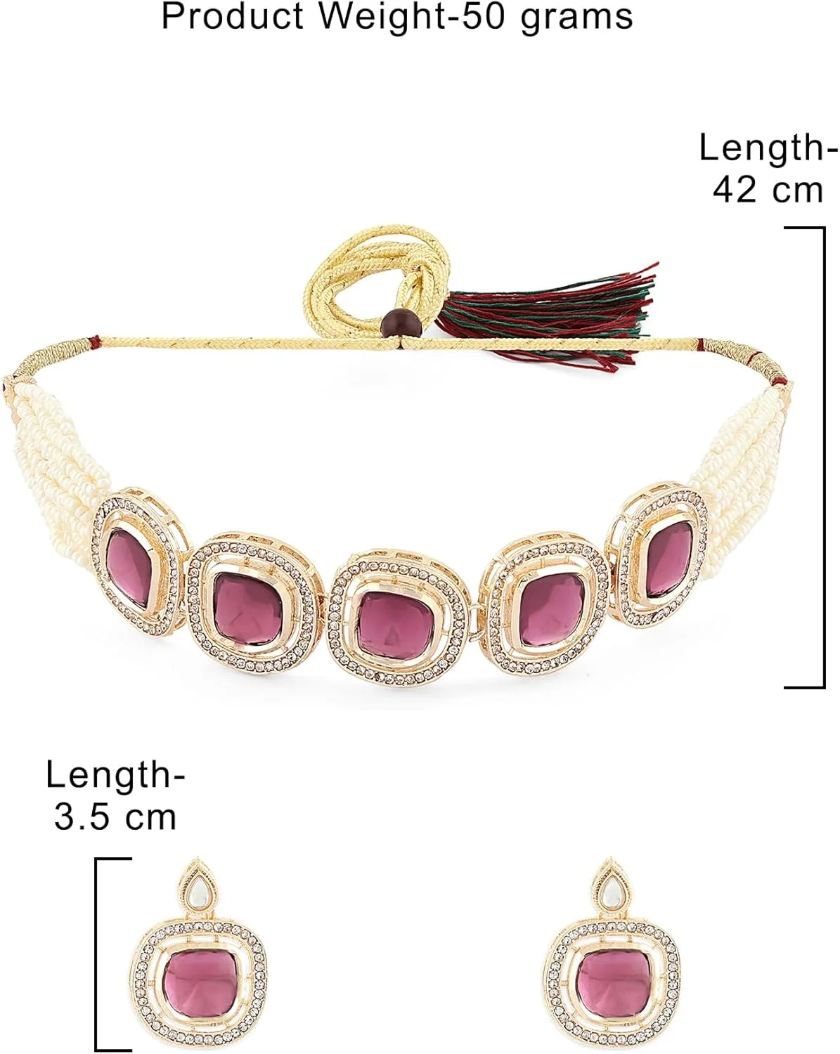 زیوری پرلز ست گردنبند چوکر چند رشته ای مهره دار بنفش زنانه با گوشواره و انگشتر - ZPFK16496 زیوری پرلز ست گردنبند چوکر چند رشته ای مهره دار بنفش زنانه با گوشواره و انگشتر - ZPFK16496