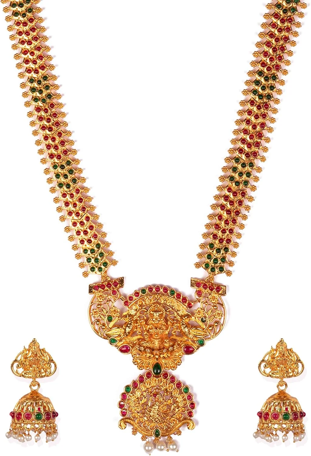 ست گردنبند معبد طلایی رنگ زیبا و دست ساز Zaveri Pearls برای زنان-ZPFK9493