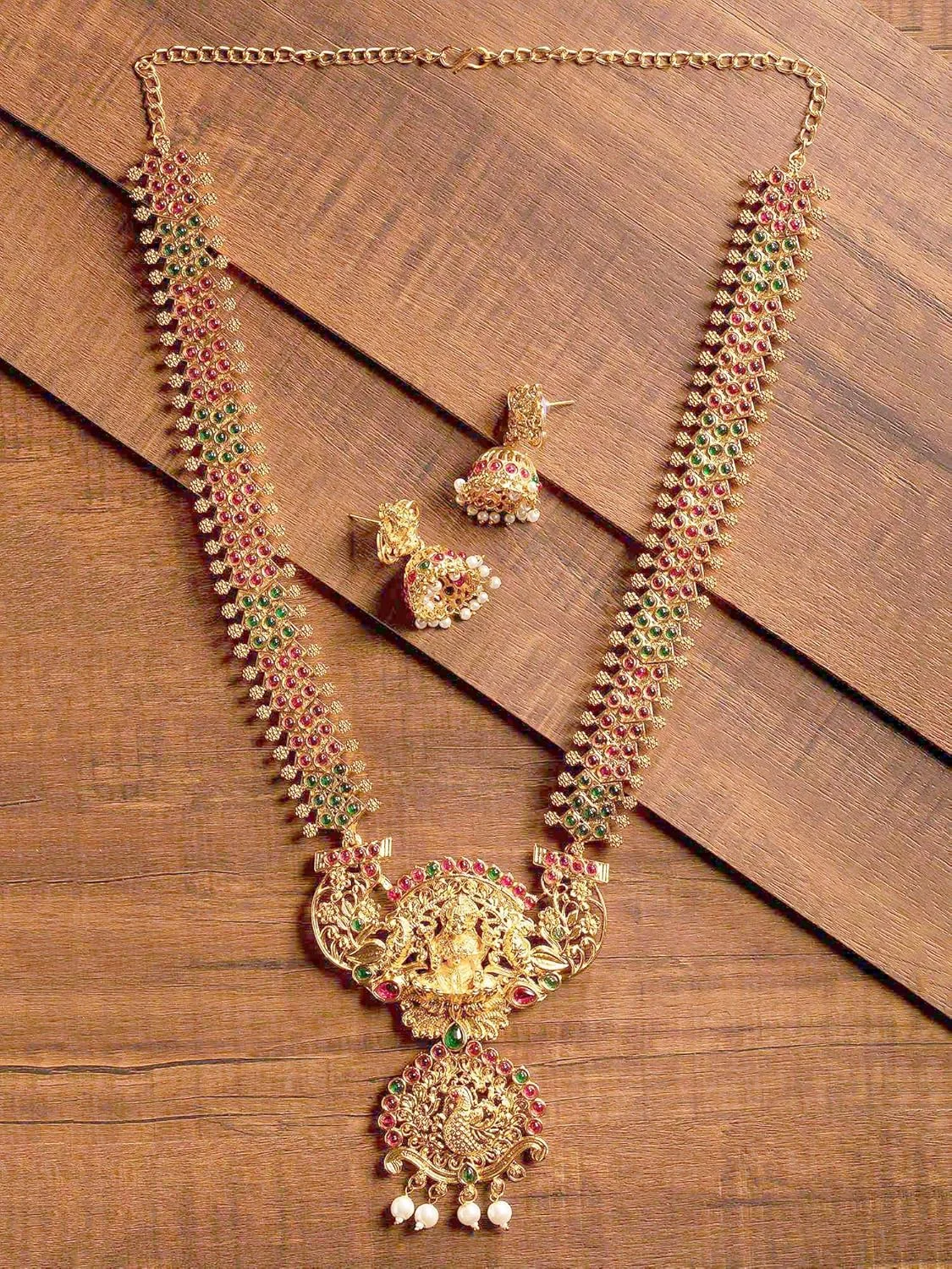 ست گردنبند معبد طلایی رنگ زیبا و دست ساز Zaveri Pearls برای زنان-ZPFK9493 ست گردنبند معبد طلایی رنگ زیبا و دست ساز Zaveri Pearls برای زنان-ZPFK9493