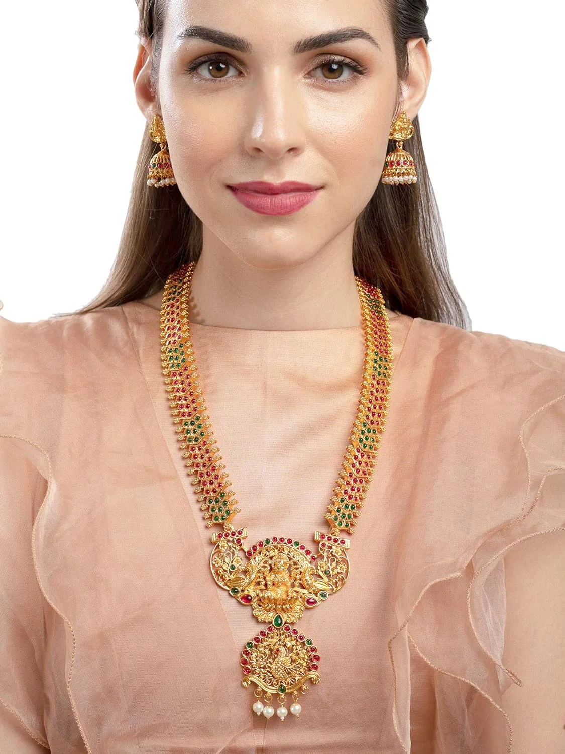 ست گردنبند معبد طلایی رنگ زیبا و دست ساز Zaveri Pearls برای زنان-ZPFK9493 ست گردنبند معبد طلایی رنگ زیبا و دست ساز Zaveri Pearls برای زنان-ZPFK9493