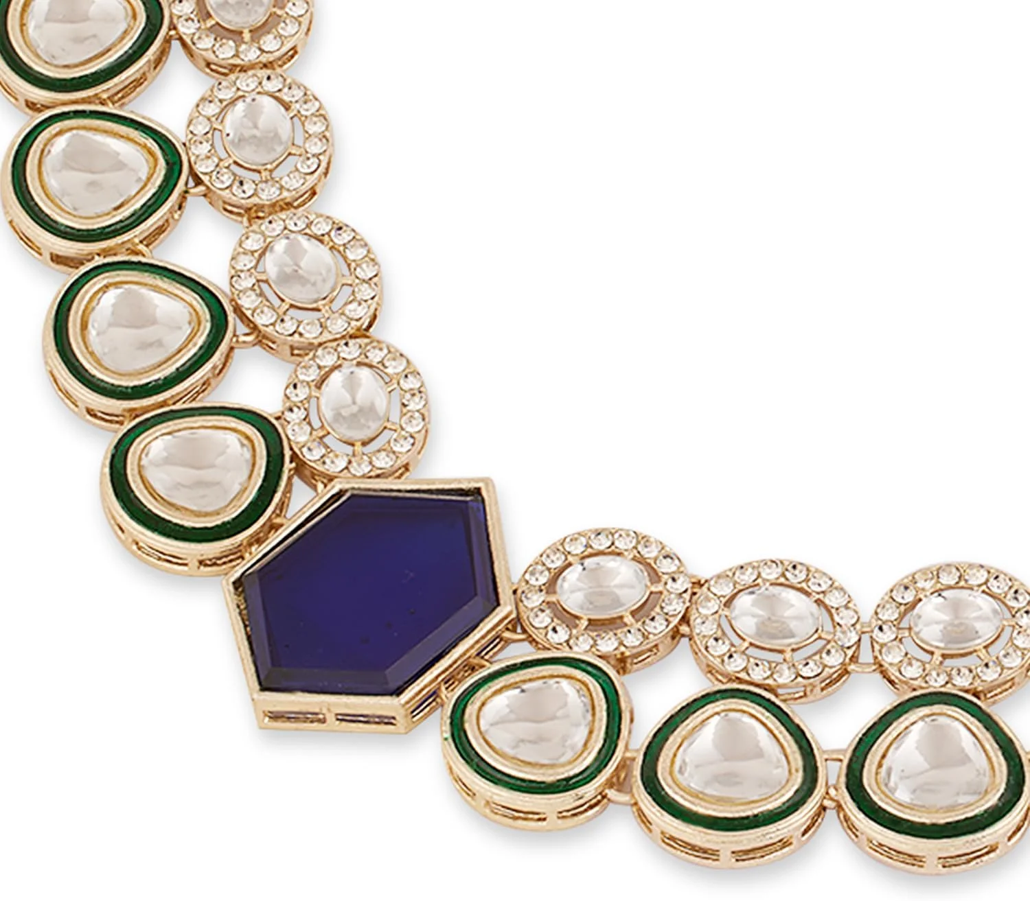 ZAVERI PEARLS گردنبند و گوشواره زنانه نگین آبی و میناکاری سبز مدل ZPFK18340 ZAVERI PEARLS گردنبند و گوشواره زنانه نگین آبی و میناکاری سبز مدل ZPFK18340