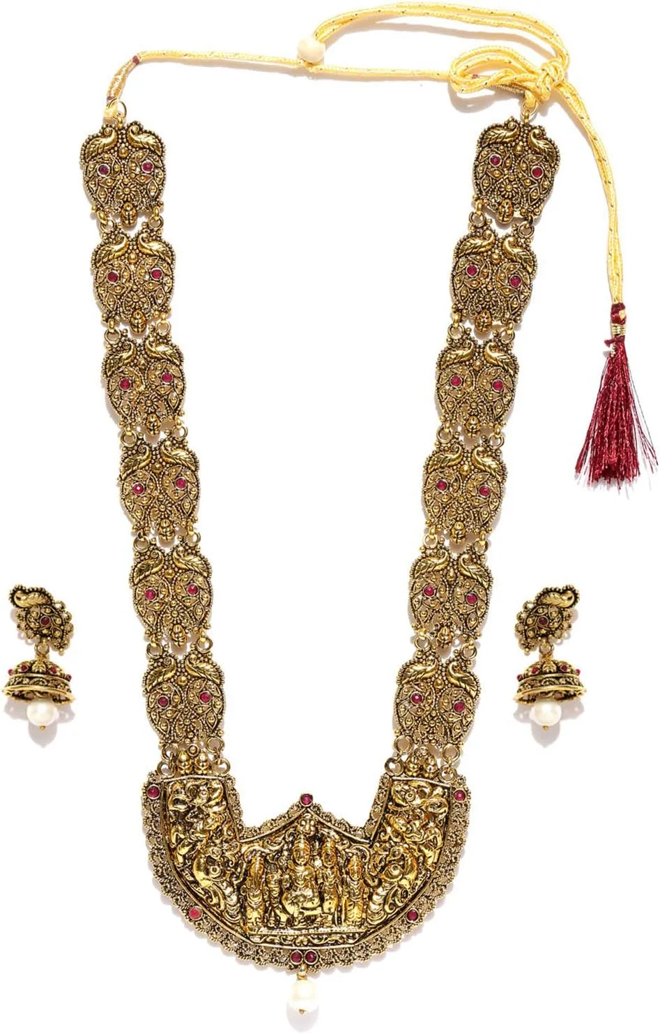 ست گردنبند منبت کاری شده معبد ZAVERI PEARLS زنانه - ZPFK3356 - تک سایز