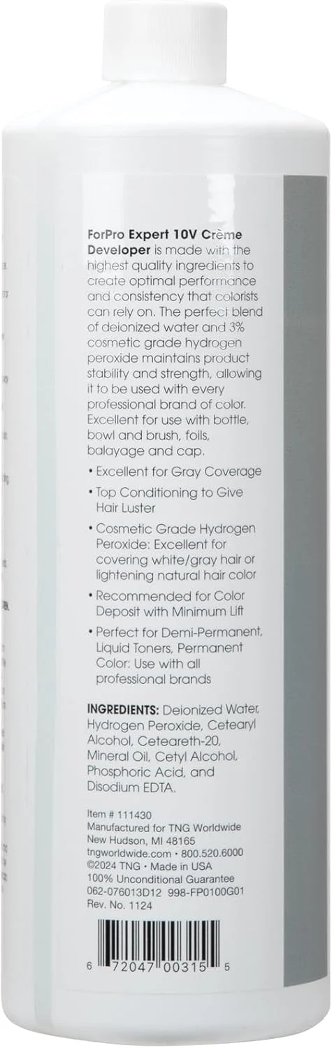 اکسیدان کرمی 10 حجمی فورپرو اکسپرت برای روشن کردن مو، پوشش موهای خاکستری و رسوب رنگ با حداقل لیفت، 946 میلی لیتر