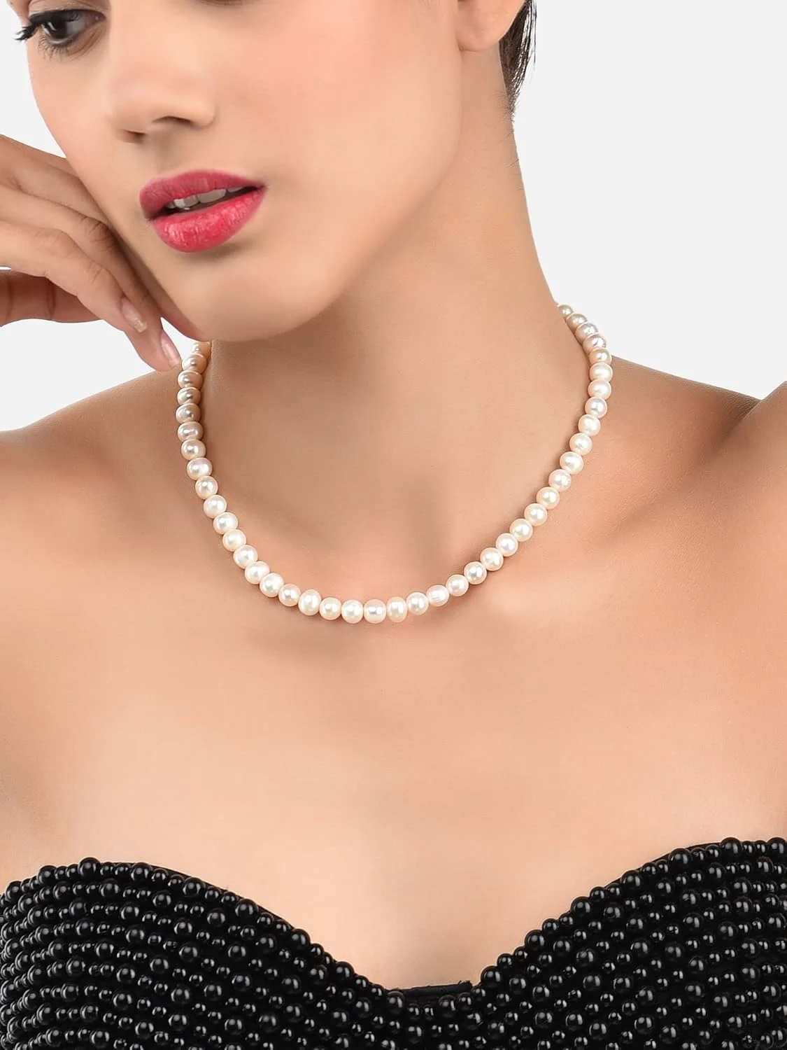 گردنبند مروارید دکمه ای آب شیرین ZAVERI PEARLS برای زنان گردنبند مروارید دکمه ای آب شیرین ZAVERI PEARLS برای زنان