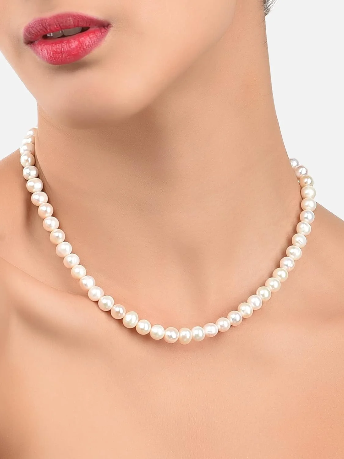 گردنبند مروارید دکمه ای آب شیرین ZAVERI PEARLS برای زنان گردنبند مروارید دکمه ای آب شیرین ZAVERI PEARLS برای زنان