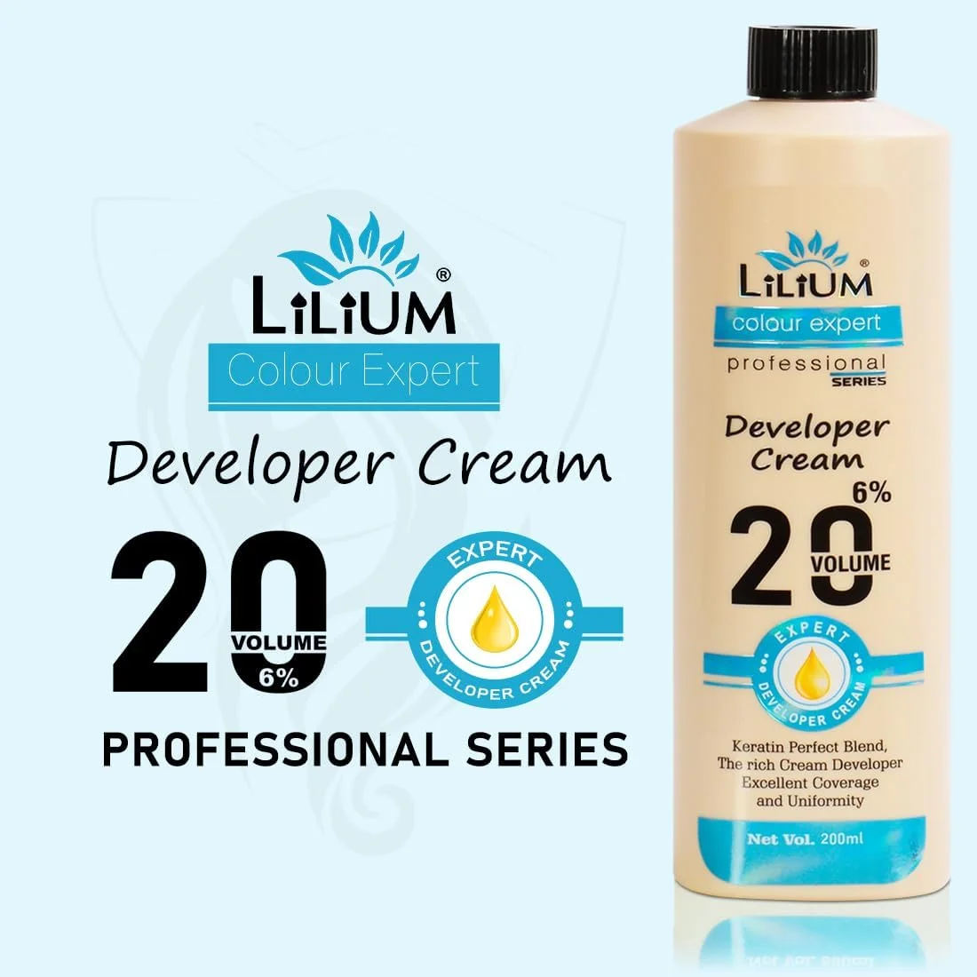 کرم اکسیدان 6% 20 حجمی 200 میلی لیتر لیلیوم، ترکیب عالی کراتین، کرم اکسیدان غنی با پوشش و یکنواختی عالی