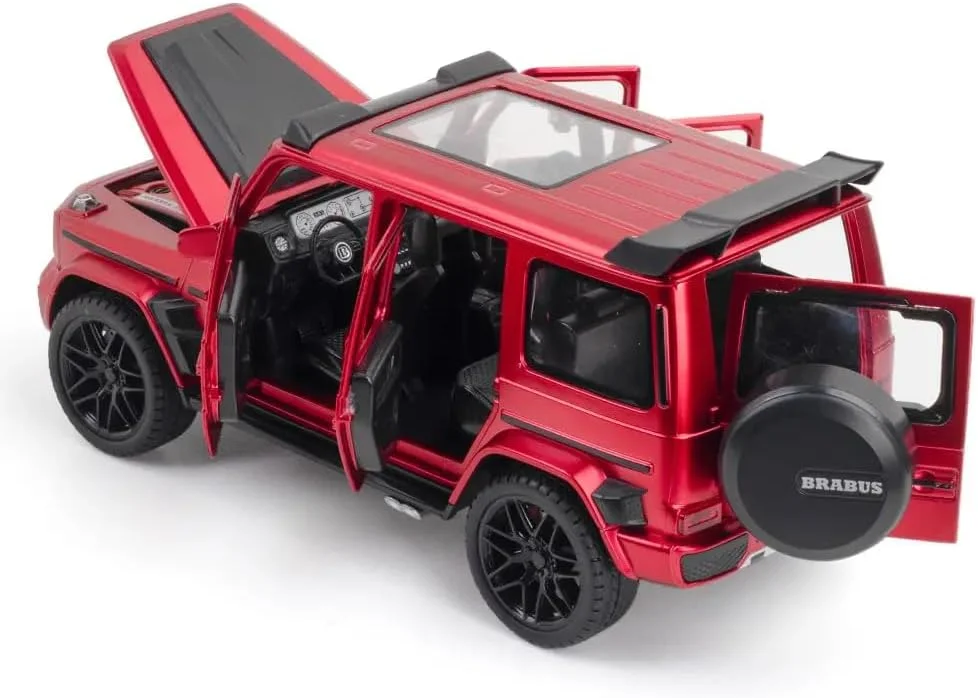 مدل آلیاژی 1:22 مرسدس بنز - ماشین اسپرت BRABS G800 با قابلیت عقب کشیدن، صدا و نور | ماشین فلزی اسباب بازی برای هدیه تولد پسران و دختران بزرگسال/کودک (قرمز)