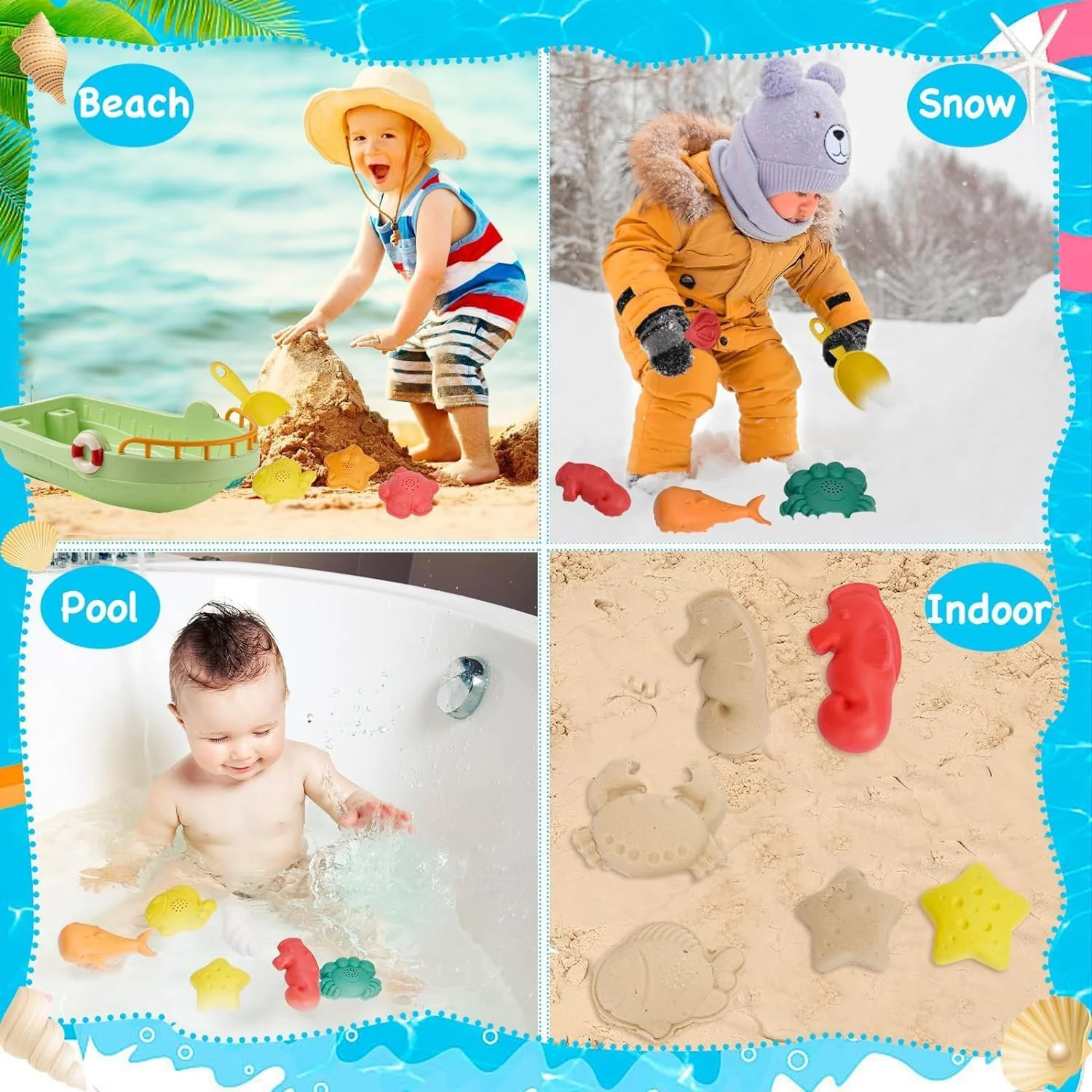 اسباب بازی های ساحلی AM ANNA برای کودکان نوپا - مجموعه 21 عددی شامل سطل ساحلی، کامیون اسباب بازی، قالب های شن، بیل، چنگک و آبپاش، اسباب بازی های فضای باز تابستانی برای پسران و دختران اسباب بازی های ساحلی AM ANNA برای کودکان نوپا - مجموعه 21 عددی شامل سطل ساحلی، کامیون اسباب بازی، قالب های شن، بیل، چنگک و آبپاش، اسباب بازی های فضای باز تابستانی برای پسران و دختران