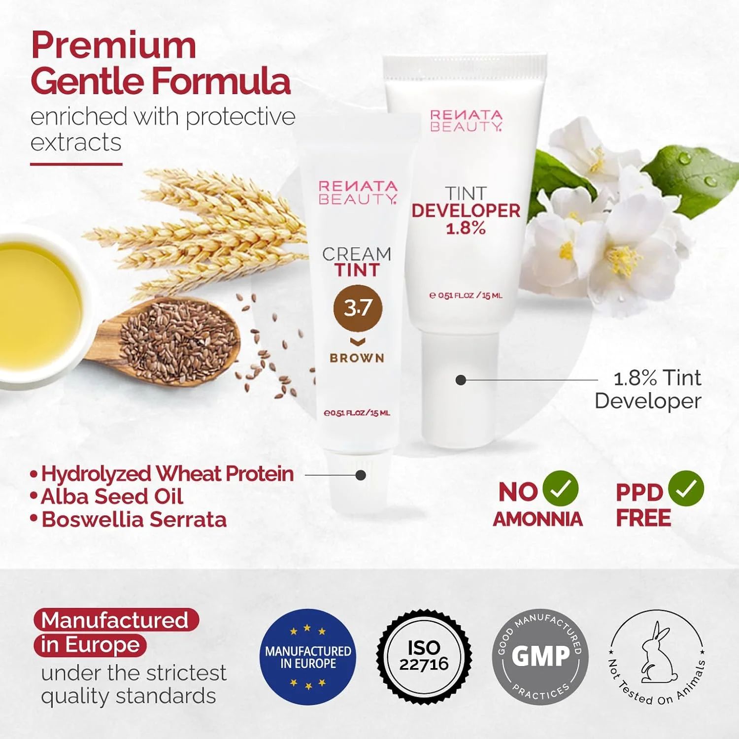 کیت رنگ مو RB RENATA BEAUTY – کیت رنگ مو کرمی با فعال کننده رنگ و برس اپلیکاتور برای رنگ آمیزی نقطه ای - پوشش موهای سفید، ضد لک، ماندگاری طولانی تا 4 هفته، 20 بار استفاده [قهوه ای]