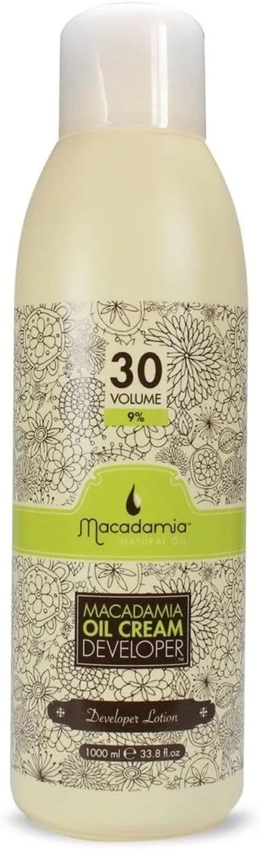 کرم روغن ماکادامیا نچرال اویل، لوسیون فعال کننده، حاوی هیدروژن پراکسید، سازگار با رنگ موی کرمی، سری بلوند اکسترا لیفت، حجم 30، 9%، 1000 میلی لیتر