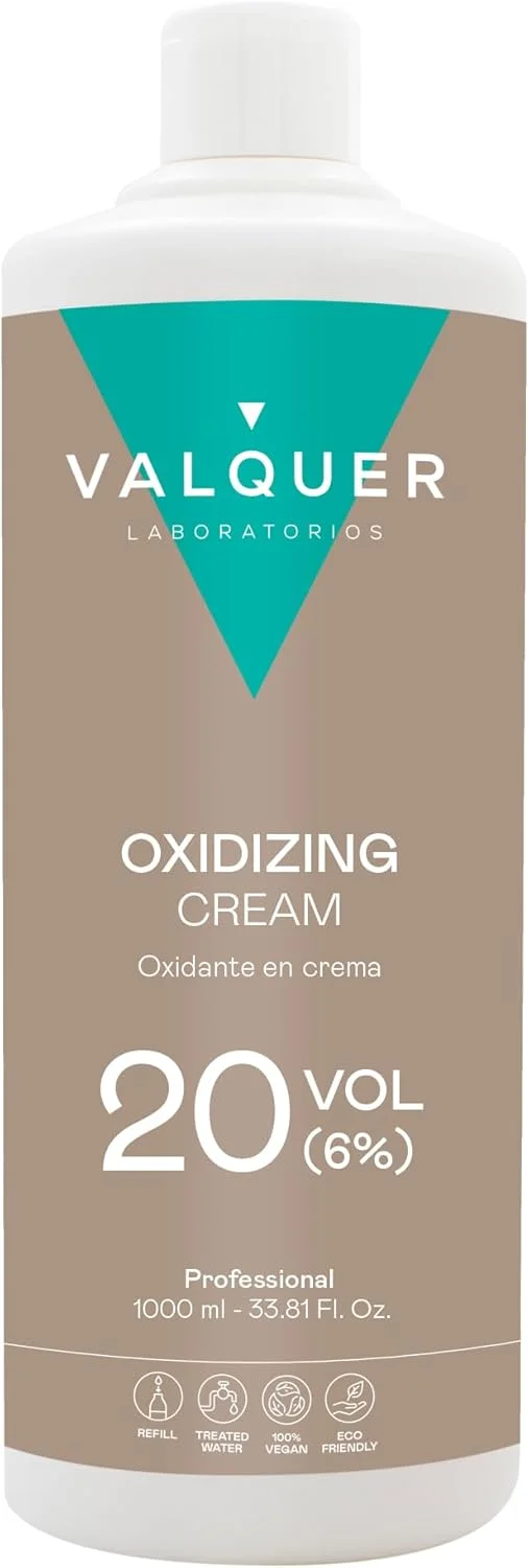 کرم اکسیدان تثبیت شده والکر 20 حجمی 6%، اکسید کننده برای رنگ کردن و دکلره موی دائم. فرمولاسیون وگان با مواد طبیعی. مناسب برای استفاده حرفه ای. 1 لیتر.