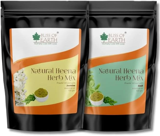 حنای گیاهی بلیس آو ارث برای مو: ترکیب ویژه یاس و ریحان مخلوط شده با گیاهان آمله، چریش، صمغ بابول و روغن های ضروری برای رنگ موی ماندگار، تغذیه و سلامت مو - بسته 2 عددی 100 گرمی حنای گیاهی بلیس آو ارث برای مو: ترکیب ویژه یاس و ریحان مخلوط شده با گیاهان آمله، چریش، صمغ بابول و روغن های ضروری برای رنگ موی ماندگار، تغذیه و سلامت مو - بسته 2 عددی 100 گرمی