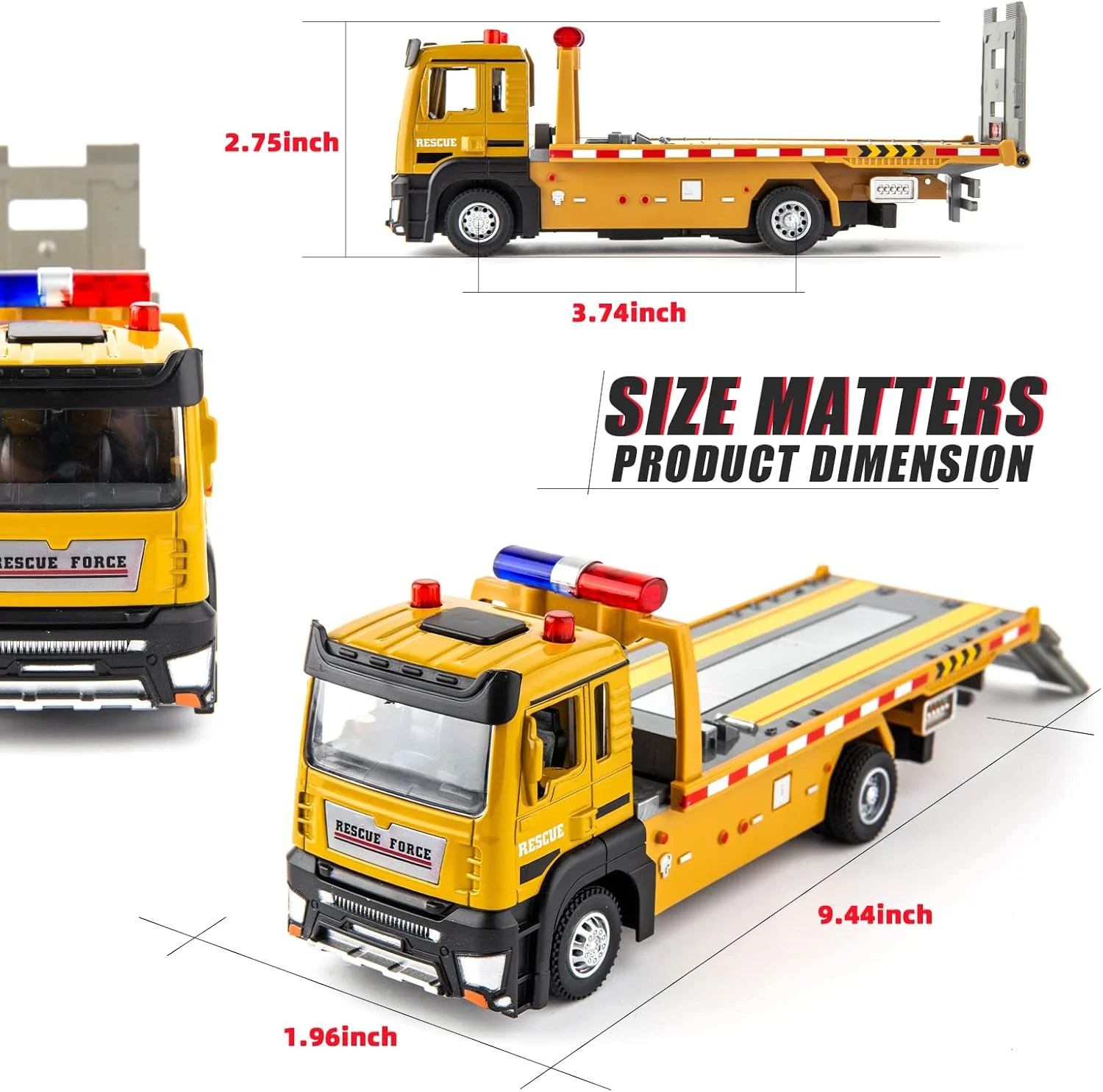 اسباب بازی کامیون کفی اصطکاکی BDTCTK با چراغ و صدا، کامیون یدک کش ساختمانی فشاری، هدیه عالی برای کودکان نوپا، پسران و دختران