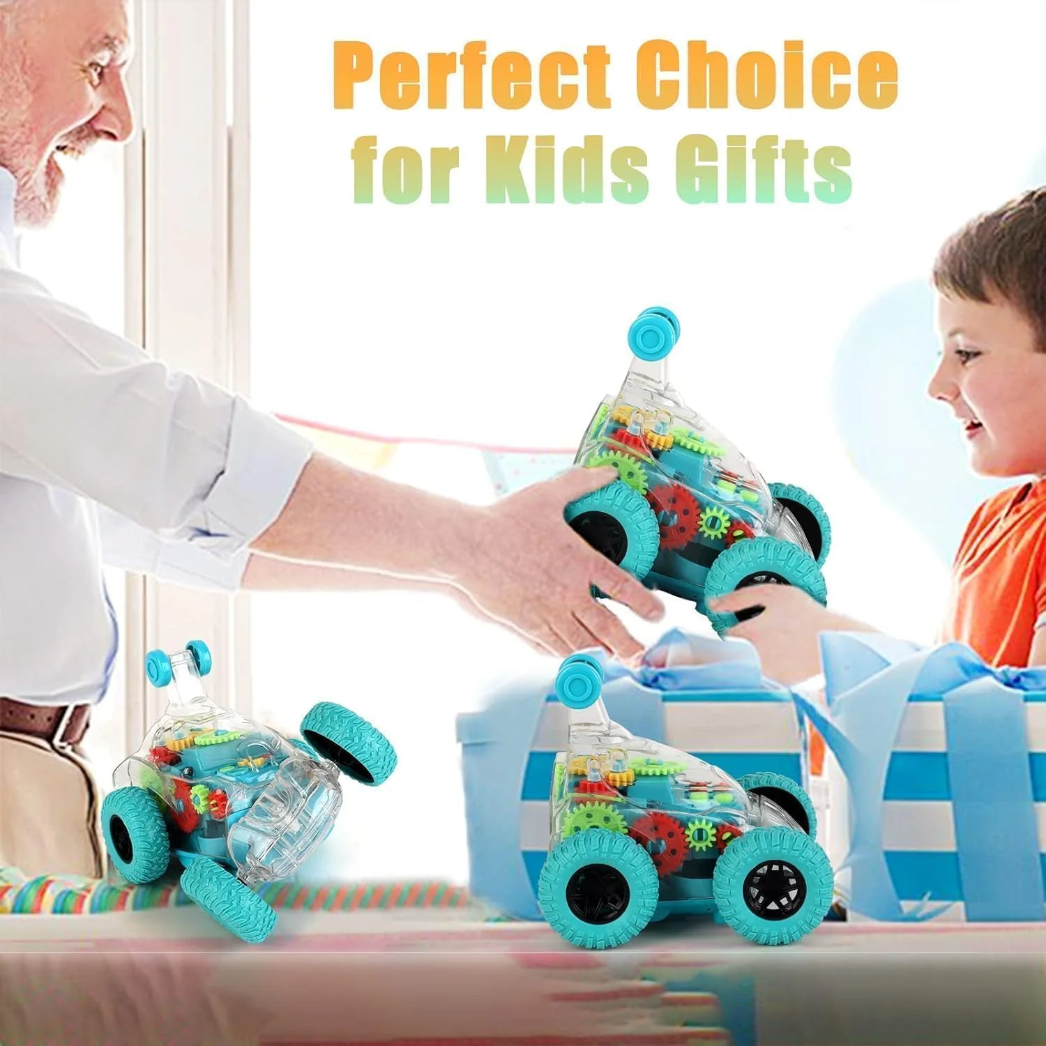 ماشین کنترلی Baybee برای کودکان، ماشین بدلکاری RC با چرخش 360 درجه و چراغ LED، کابل USB، اسباب بازی ماشین کنترلی برای دختران و پسران 4 5 6 7 8 9 10 ساله، اسباب بازی ماشین برای کودکان - سبز