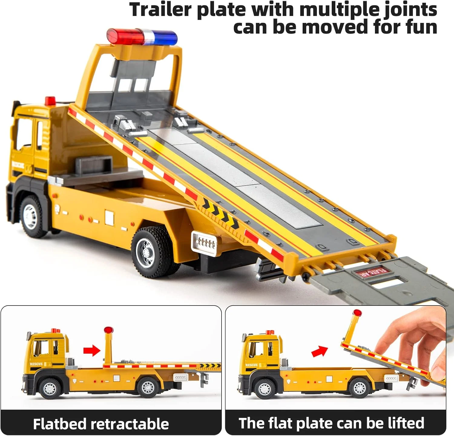 اسباب بازی کامیون کفی اصطکاکی BDTCTK با چراغ و صدا، کامیون یدک کش ساختمانی فشاری، هدیه عالی برای کودکان نوپا، پسران و دختران