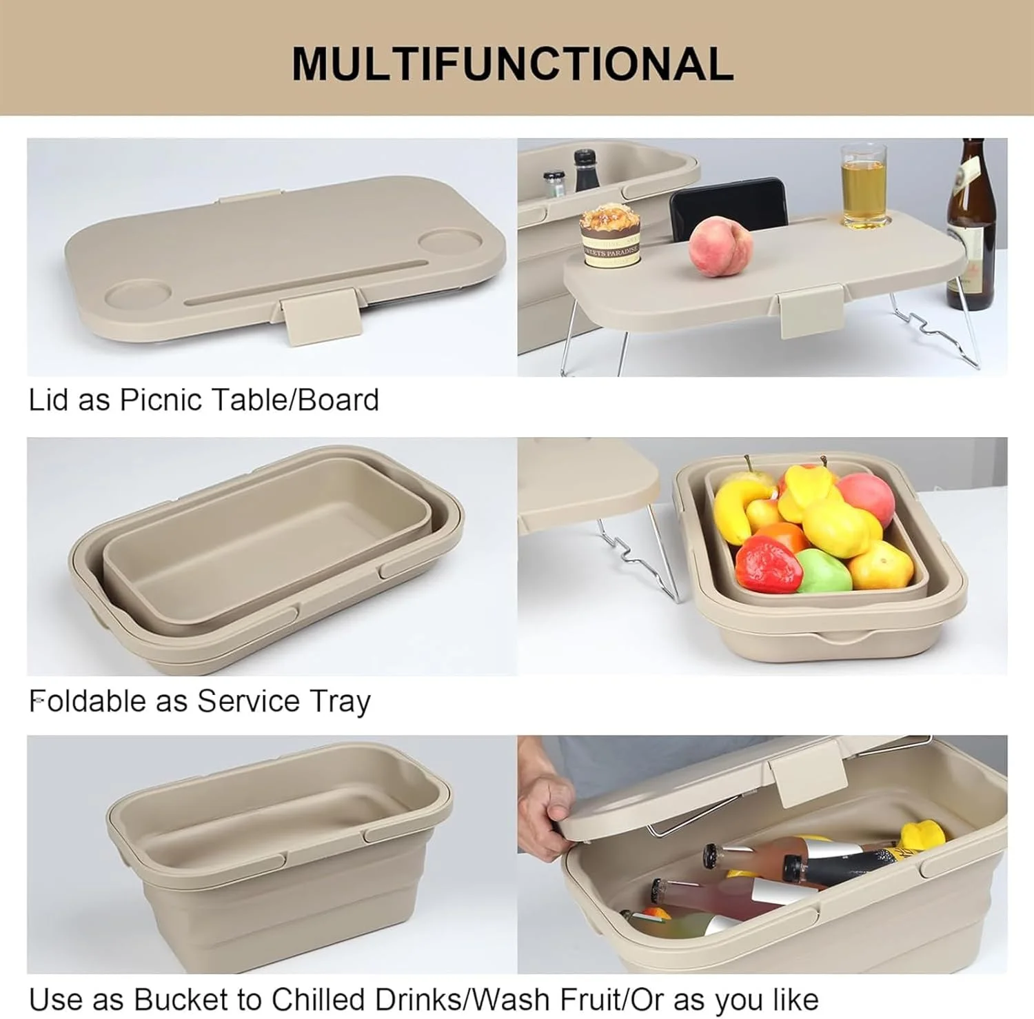 سبد پیک نیک 2 در 1 FOINN، سبد پیک نیک تاشو با سینک ظرفشویی قابل حمل، سینی میز سبد با درب برای سازماندهی صندوق عقب خودرو برای پیک نیک، ساحل، کمپینگ سبد پیک نیک 2 در 1 FOINN، سبد پیک نیک تاشو با سینک ظرفشویی قابل حمل، سینی میز سبد با درب برای سازماندهی صندوق عقب خودرو برای پیک نیک، ساحل، کمپینگ