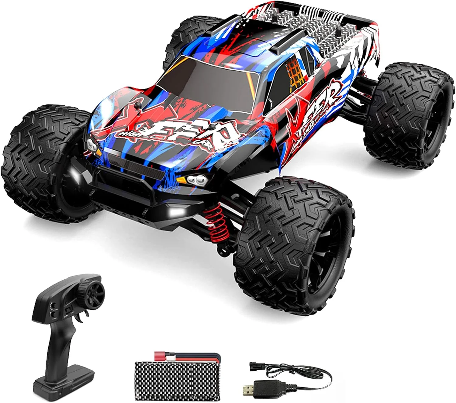 Eacam، ماشین کنترلی از راه دور، مقیاس 1/16، 2.4 گیگاهرتز، 40 کیلومتر در ساعت، کامیون های آفرود تمام زمینی، 4WD، ماشین صخره نوردی، مقیاس کامل، هدیه برای کودکان و بزرگسالان، 2 باتری