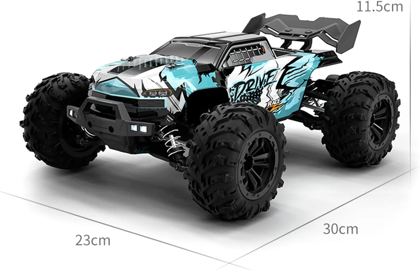ماشین کنترلی Eacam با سرعت 70 کیلومتر بر ساعت، مقیاس 1/16، آفرود، موتور براشلس، چراغ LED، چهار چرخ متحرک، مناسب مسابقه و صخره نوردی، هدیه ای برای کودکان و بزرگسالان، سبز، سبز - 1 باتری