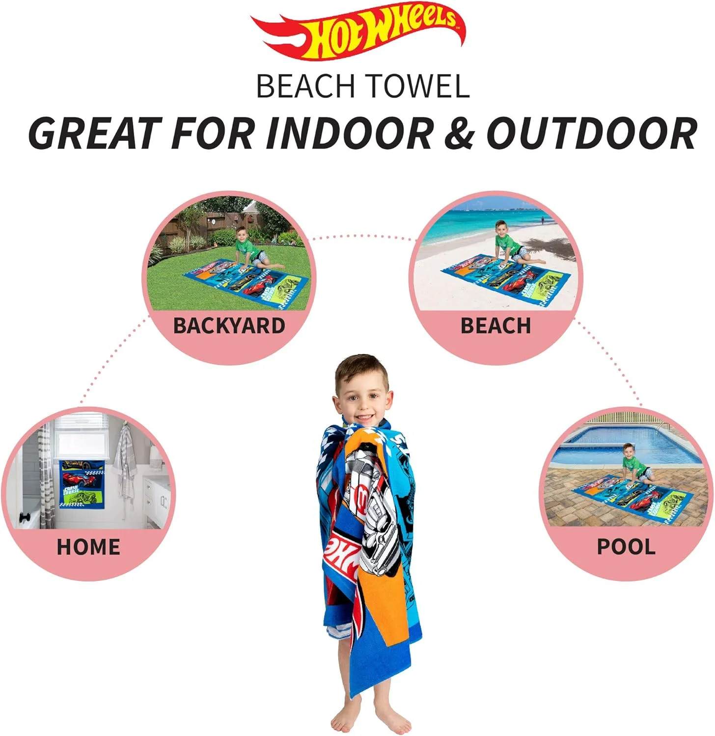 حوله حمام/استخر/ساحل پنبه ای فوق العاده نرم کودکانه فرانکو، 147 سانتی متر در 71 سانتی متر، هات ویلز