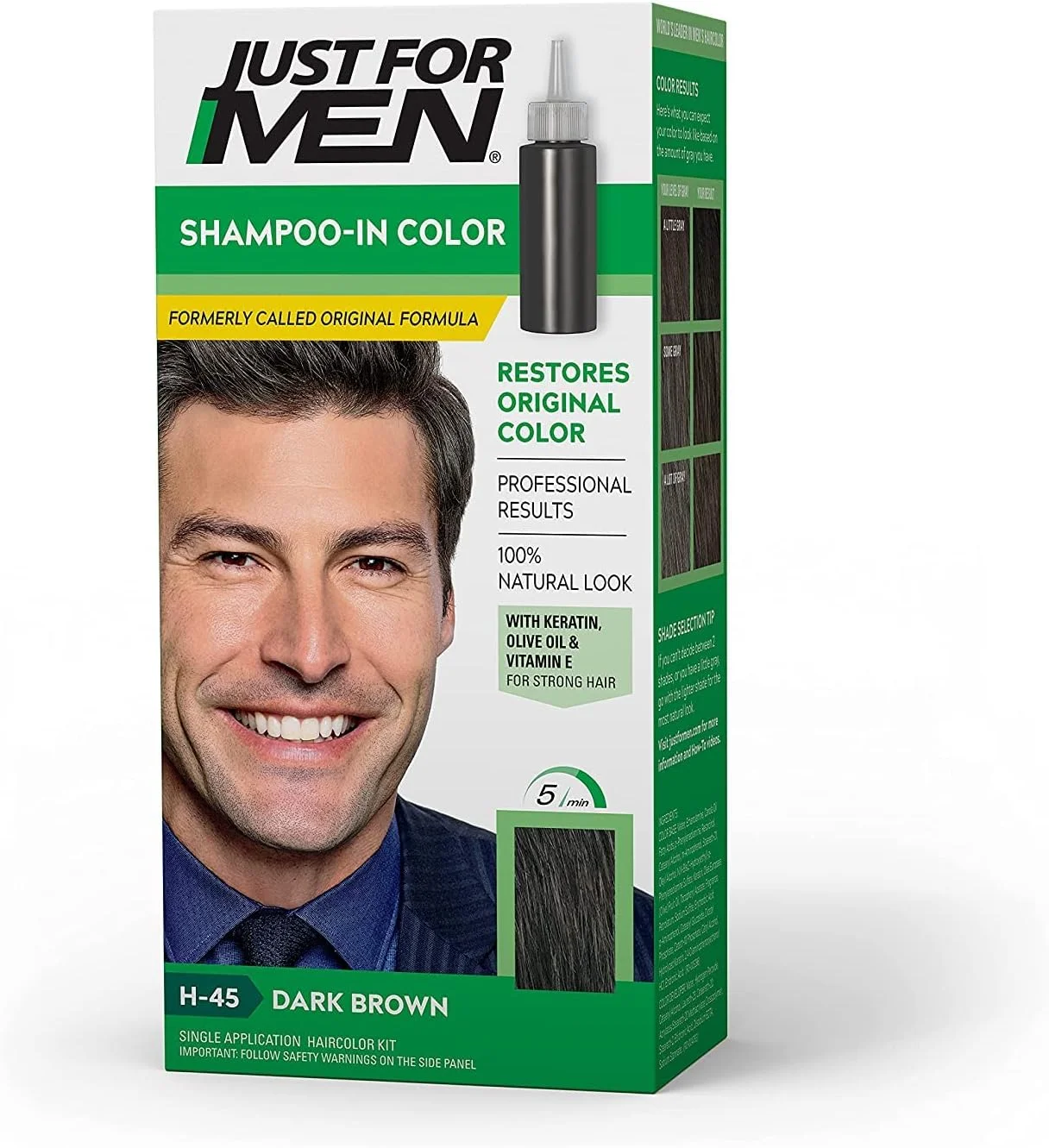 رنگ مو شامپویی مردانه جاست فور من، قهوه ای تیره H-45 - یک بار مصرف رنگ مو شامپویی مردانه جاست فور من، قهوه ای تیره H-45 - یک بار مصرف