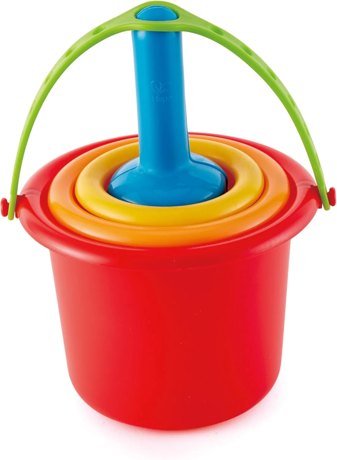 ست اسباب بازی ساحلی 5 در 1 Hape برای کودکان | مجموعه بازی ساحلی قابل حمل و انباشته با سطل ها، قالب های شن و بیل | اسباب بازی های بادوام، ایمن برای کودکان در فضای باز، آب و جعبه شنی | چند رنگ | 8 ماه به بالا