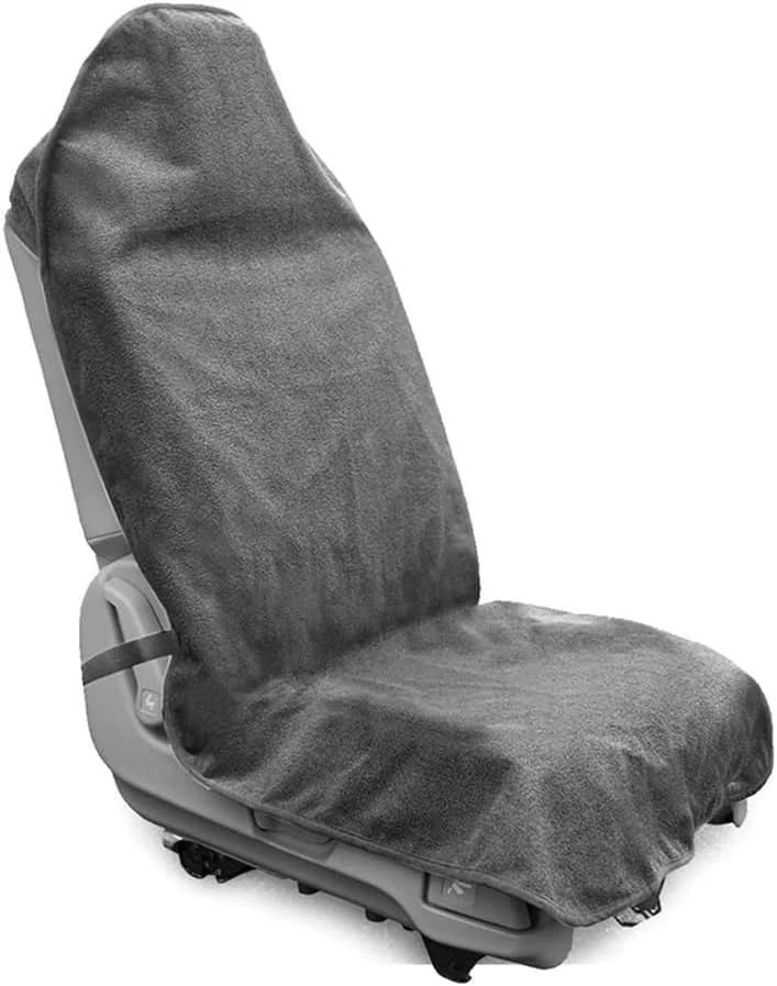 روکش صندلی خودرو ضد آب و ضد تعریق JWWYJ برای بعد از تمرین باشگاه، دویدن، شنا، ساحل و پیاده روی، محافظ صندلی سطلی ضد لغزش با اندازه جهانی برای خودروهای سواری، شاسی بلند و کامیون، قابل شستشو در ماشین لباسشویی (خاکستری)