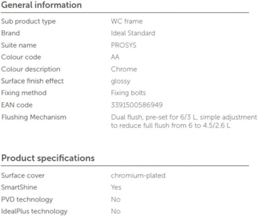 فلاش تانک توکار ایکو Ideal Standard به همراه دکمه برای توالت فرنگی دیواری | ست فلاش توالت دیواری متالیک | سیستم دو زمانه (50x8x108.5 سانتی متر) - آبی/خاکستری/سفید | تمام اتصالات سخت افزاری (شامل)