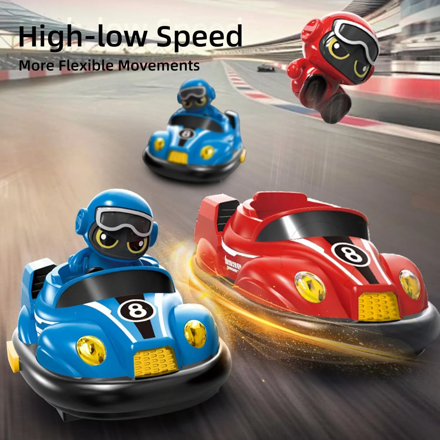 ست اسباب بازی ماشین کنترلی از راه دور کودکان Masroo، مجموعه بازی ماشین های مسابقه ای RC، بازی الکترونیکی ضربه ای و بازشو با 2 فیگور، هدیه تولد جالب سرپوشیده و فضای باز برای کودکان پسر و دختر 3 4 5 6 7 8-12 ساله