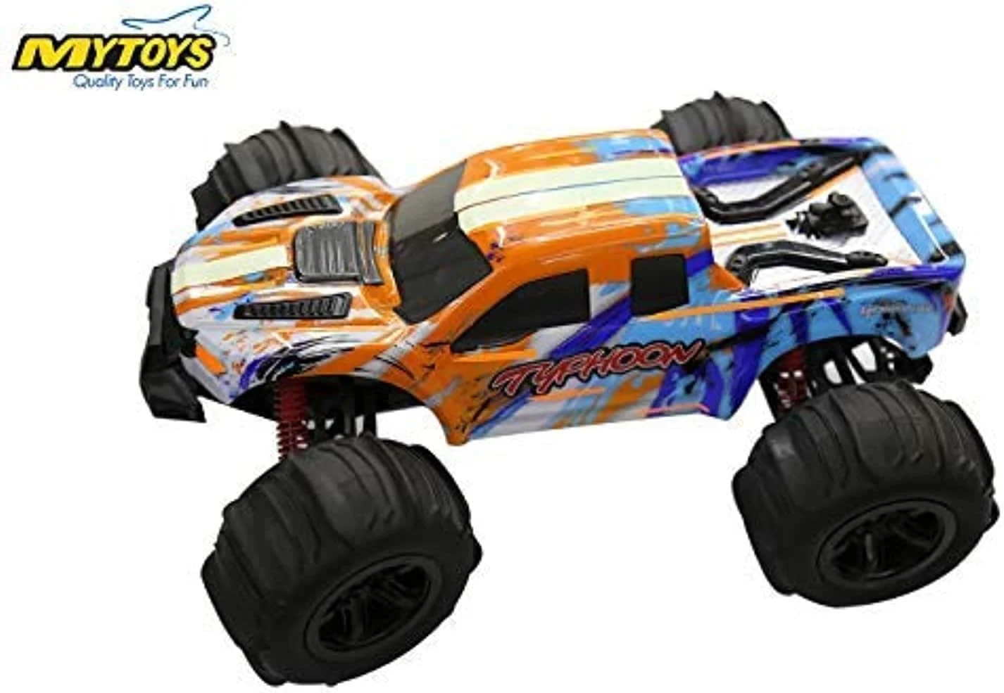 ماشین مسابقه ای کنترلی تایفون MT660 مدل 1/10 4WD از mytoys، ماشین مسابقه ای پر سرعت، کامیون هیولا، کامیون آفرود، لاستیک های شنی صحرایی و دو عدد باتری