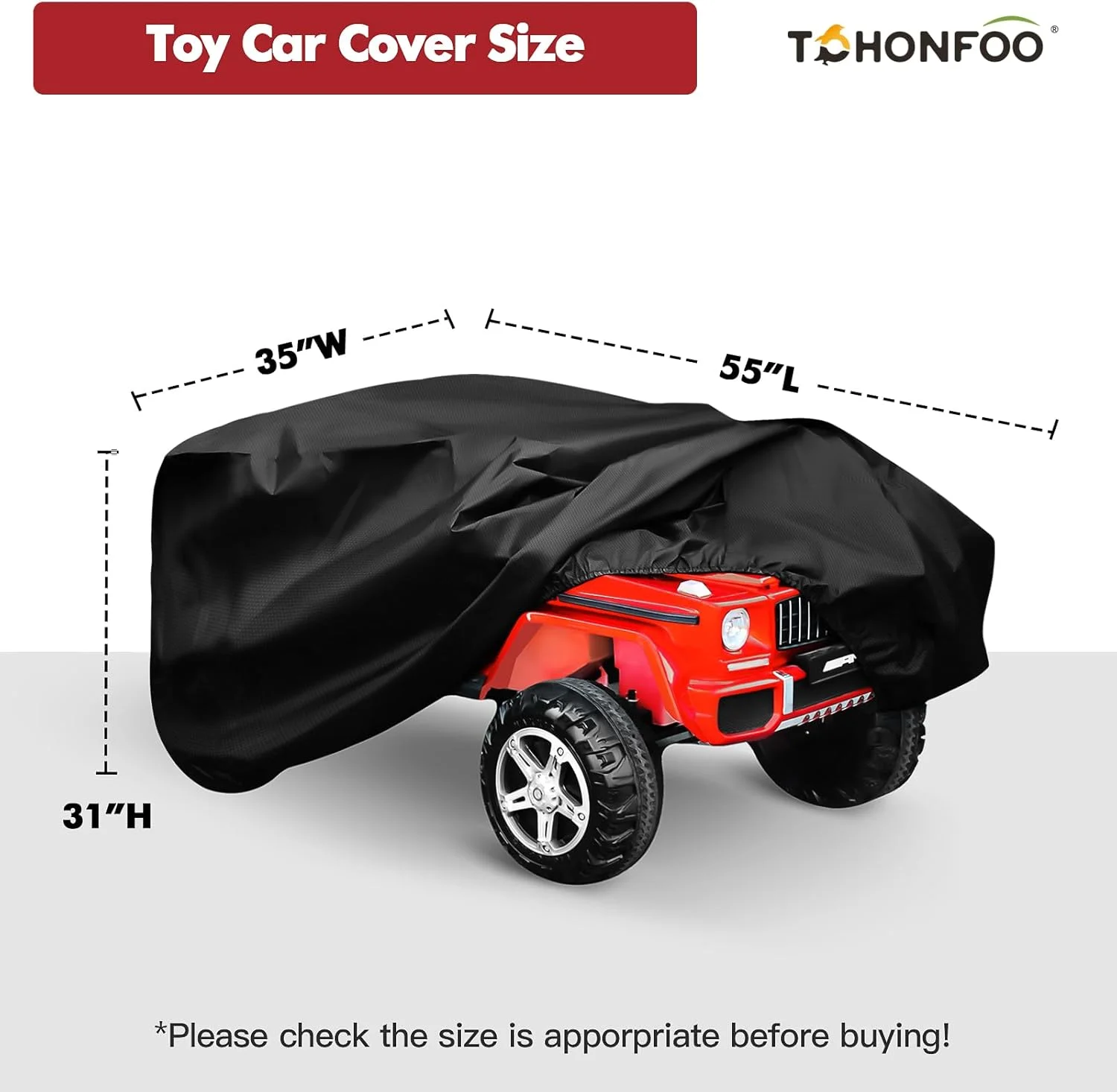 روکش ماشین بازی کودکانه تاهونفو، 140x89x79 سانتی‌متر، روکش محافظ ضد آب برای فضای باز، روکش ماشین برقی اسباب بازی چرخ‌دار، ضد آب، مناسب برای انواع ماشین‌های اسباب‌بازی برقی کودکان