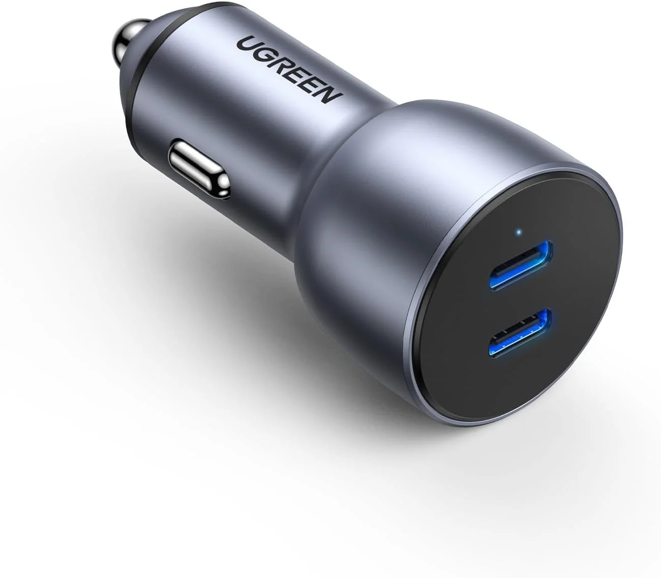 شارژر فندکی دوگانه USB-C یوگرین PD 60W، شارژر سریع باتری خودرو با دو پورت Type-C، دوشاخه USB PD برای خودرو مناسب برای آیفون 17 پرو مکس/16/15/14/13/12، گلکسی S25/S24، آیپد پرو 6/ایر 5