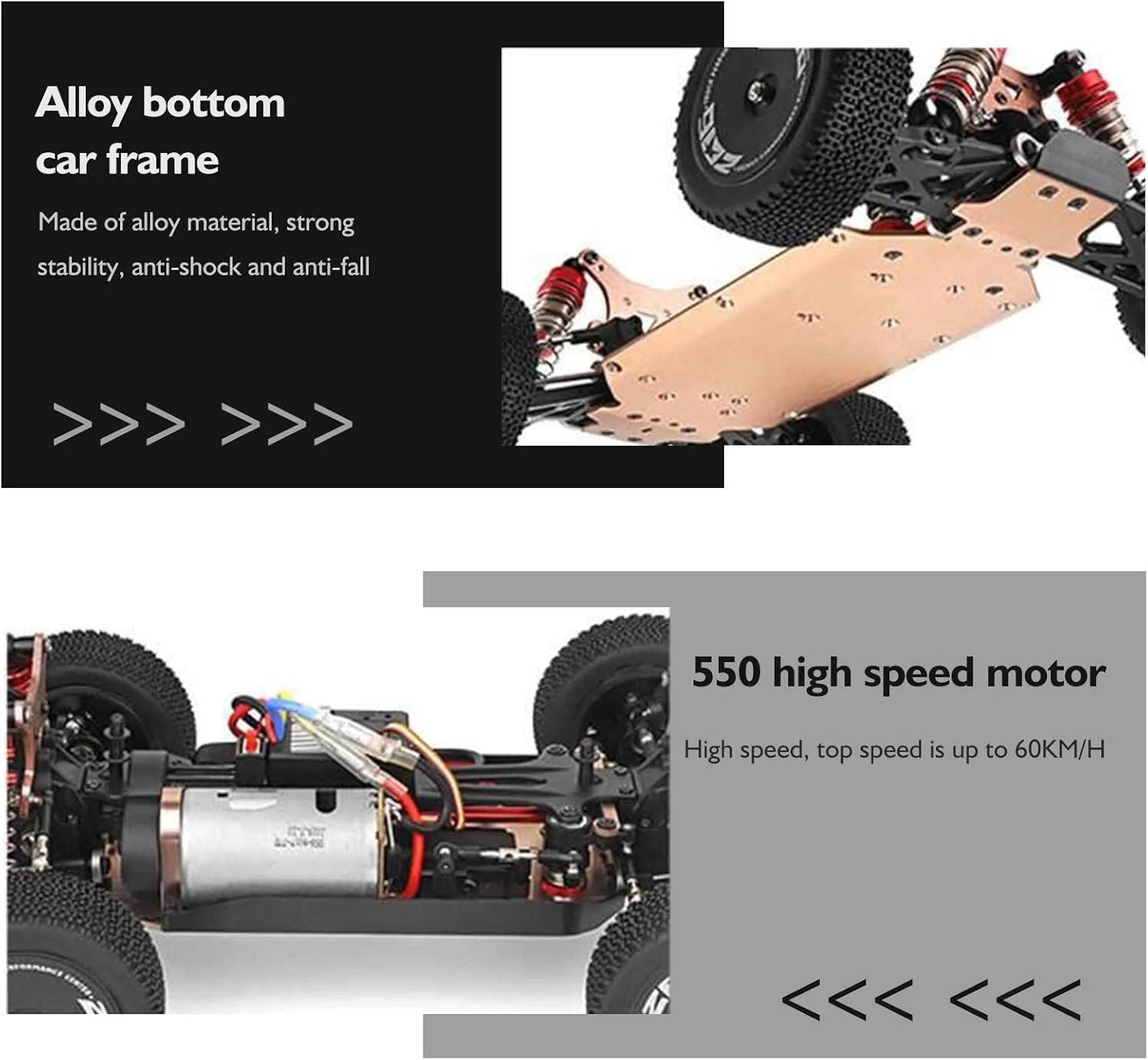 ماشین کنترلی Wltoys XKS 144001 با سرعت 60 کیلومتر در ساعت، باگی مسابقه ای 1/14 2.4 گیگاهرتز، 4WD دریفت آفرود RTR