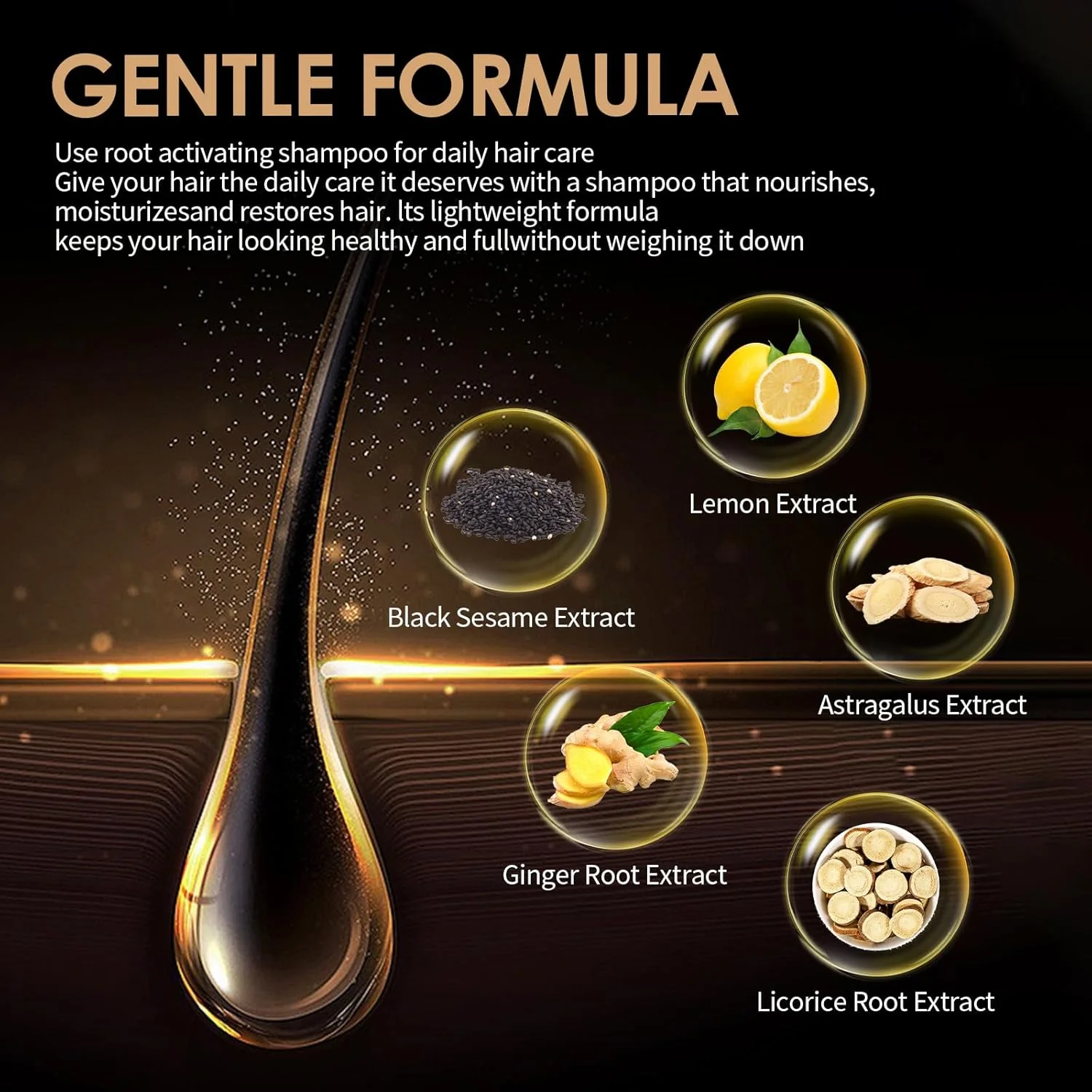 شامپو فعال کننده ریشه مو، نرم کننده احیا کننده موهای خاکستری و تقویت کننده مو برای موهای صاف و قوی (200 میلی لیتر)