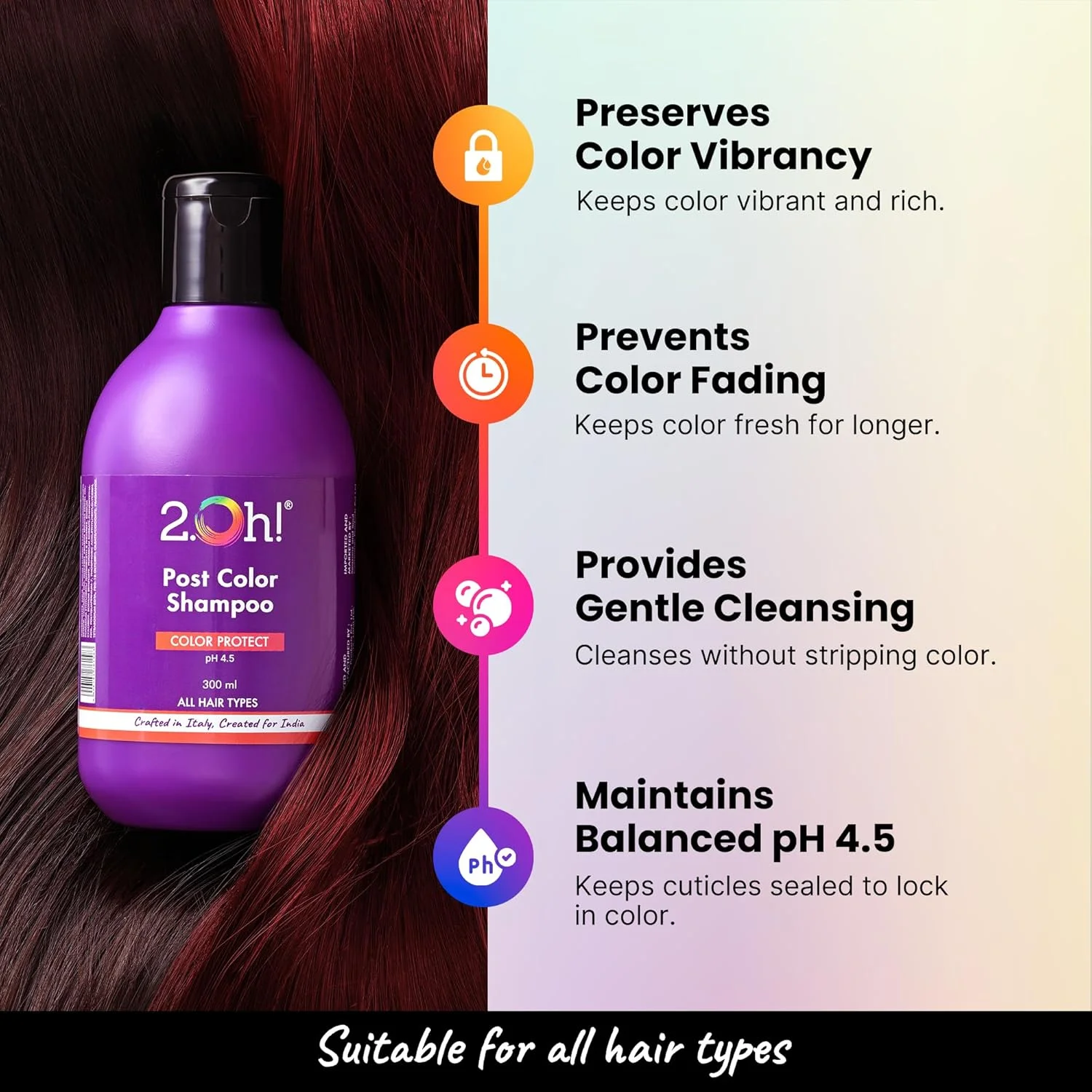 شامپو تثبیت کننده رنگ مو 2.Oh! Italian Post Color حاوی کمپلکس محافظت از رنگ | شامپو مصرف روزانه برای موهای رنگ شده با pH 4.5 | شامپو ضد وز برای موهای رنگ شده | شامپو محافظت از رنگ مو برای زنان و مردان شامپو تثبیت کننده رنگ مو 2.Oh! Italian Post Color حاوی کمپلکس محافظت از رنگ | شامپو مصرف روزانه برای موهای رنگ شده با pH 4.5 | شامپو ضد وز برای موهای رنگ شده | شامپو محافظت از رنگ مو برای زنان و مردان